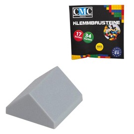 CMC imports 50 clamping blocks roof blocks 2 x 2 45° knobs bricks, ridged tile roof tiles, slanted bricks, ridge stone, various colours (light grey/411)