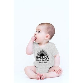 CBTwear Hakuna Ma's Ta - Body para bebé, adorable para bebé, unisex, ropa para niño y niña recién nacida, Gris jaspeado, 12 meses