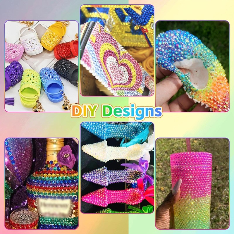 32000 Pcs Rhinestones Bedazzling Kit, 3mm Flatback Resin Gems for