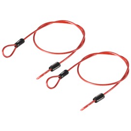 YOKIVE 2 Pcs Security Steel Cables, Coated Baggage Lock Wire Rope with Double Loop | Great for Luggage, Bicycles, Doors (Red, 2.5mmx0.5m)