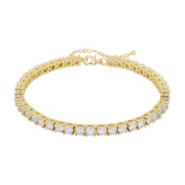 TOPGRILLZ 3-6mm Tennis Chain Anklet with Extension Bracelet for Women, 14K Gold Plated CZ Diamond Fashion Foot Jewelry Gifts (3mm Gold,9)