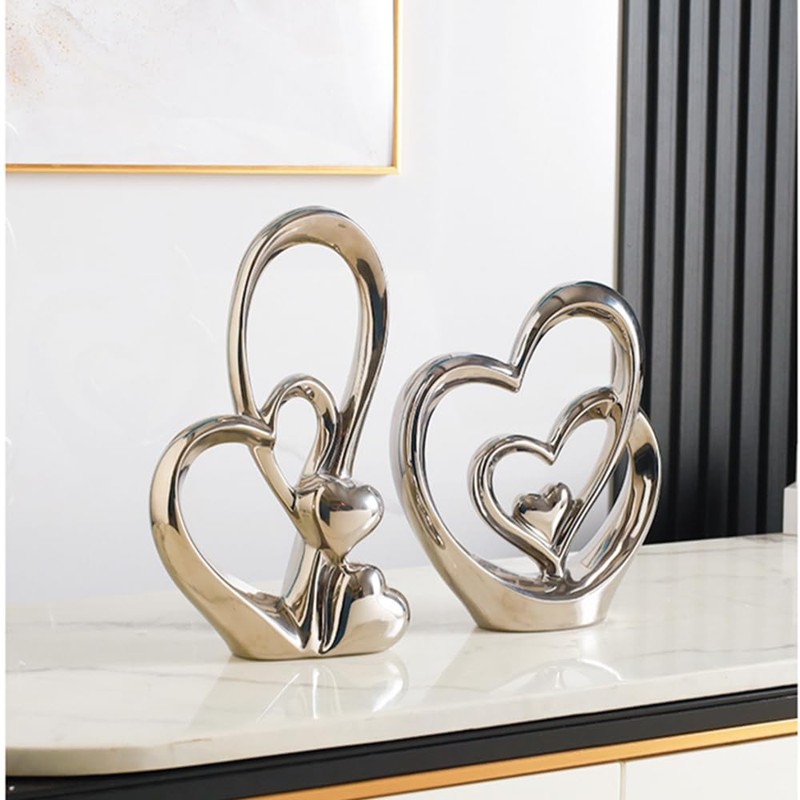 Double Heart Ornament,Double Heart Ceramic Statue,Home Decoration sculpture,Creative Home Modern