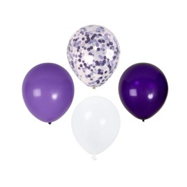 Purple, White 12 Inch Purple Confetti Balloons 42 Pack White Purple Balloons