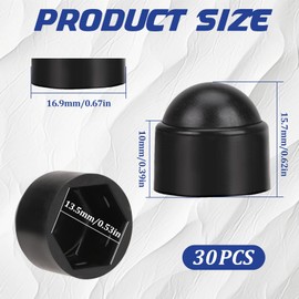 30Pcs Bolt Nut Protective Cap M8 X 13mm Plastic Hexagonal Screw Protection Cap Dome Plastic Bolt Caps (Black)