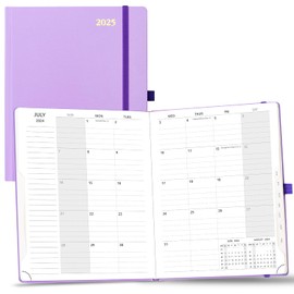 POPRUN Monthly Planner 2024-2025 ("8.5 X 10.5"), 18-Month Calendar Book (Jul.24 - Dce.25) with Monthly Tabs, Hardcover, Inner Pocket, 100GSM Thick Paper - Violet
