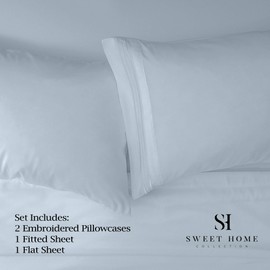 1500 Supreme Collection Extra Soft Queen Sheets Set, Misty Blue - Luxury Bed Sheets Set with Deep Pocket Wrinkle Free Hypoallergenic Bedding, Over 40 Colors, Queen Size, Misty Blue