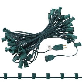 Copkim C7/E12 Christmas Light Sockets Set, UL Listed C7 Sockets C7 Christmas Light Spool C7 Light Stringer C7 Strand 12" Socket Spacing C7 Spool Wire for Patio Backyard Xmas Tree Roofline (50ft)