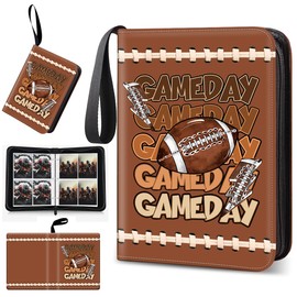 Football Card Binder, Trading Card Holder Protectors, 4 Pocket Fits 400 Cards with 50 Removable Sleevesves Card Storage Album Folder Case Collector