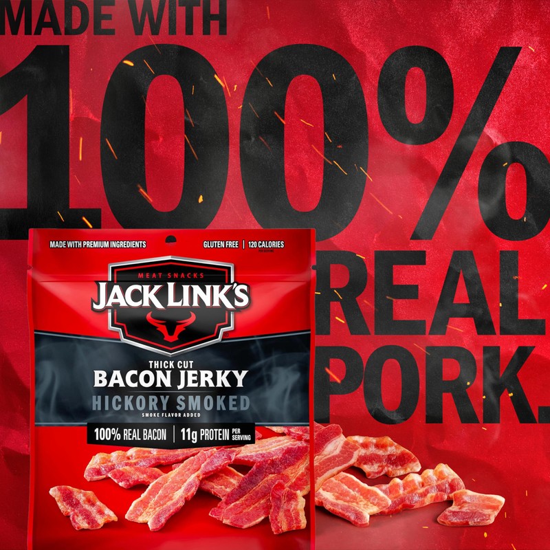 Jack Link's Bacon Jerky, Hickory Smoked - Flavorful Ready to