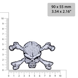 Skull Patch Rocker Pirate Iron-On Biker Patch for Sewing/Iron-On Jeans Patches Motorcycle Accessories Skeleton Skull Applique for All Fabrics 90 x 55 mm