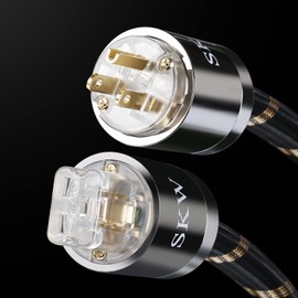 SKW Audiophile IEC C19 20 AMP Ultra-high Purity Copper Power Cord, Male to Female Shield AC Power Cable, US Plug 3.2ft/1M