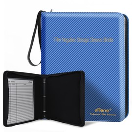 eTone Film Negative Storage Box, PU Leather 3-Ring Binder Album, Gold Foil, 13.18x7.08x1.96 Inch, Velvet Lined for 35mm 120 4x5 8x10 Negatives (Blue)