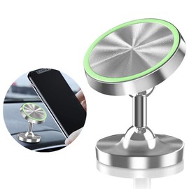 WeTest Magnetic Car Mount Phone Holder, Luminous 360° Rotate Cell Phone Holder for Car Dashboard Compatible Phone X XS XR MAX 8 Plus, S9 S8 Plus, GPS, Mini Tablet and More, Silver