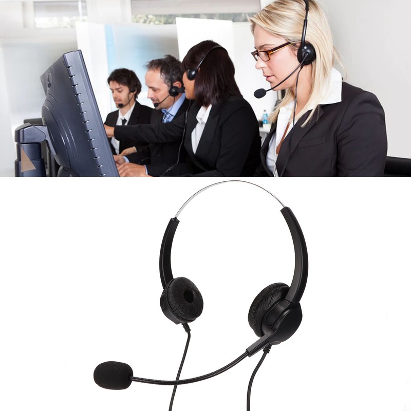 Call Center Headset Dual 3.5mm Plug Hearing Protection Noise Cancelling