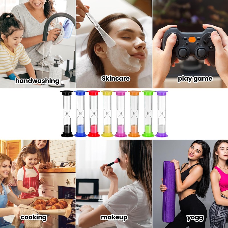 8 Pack Colorful Sand Timer, Hourglass Sand Clock Timer Set,