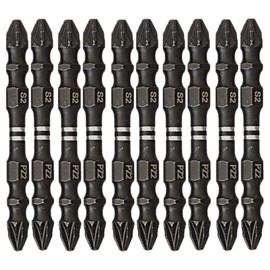 10 x SabreCut SCPZ265_10 65mm PZ2 Impact Screwdriver Driver Bit Set Double Ended Pozidriv POZI No.2 Heavy Duty Including Storage Box