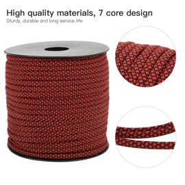 Gaeirt Camping String Paracord Rope Colors 50m 4mm Thick 7 Core Paracord 200kg Load Capacity Camping Lanyard for Tent Lanyard, Camping for Outdoor Bracelet Weaving (Red Black)
