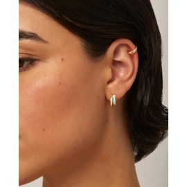 PAVOI 14K Gold Plated Sterling Silver Posts Enamel Earrings for Women | Colored Enamel Cubic Zirconia Huggie Hoop Earrings | Blue Pink Purple White Enamel Jewelry, White Gold - Blue Enamel, Cubic