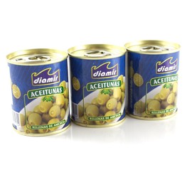 Diamir Green Olives Stuffed with Anchovy Paste 120g x 3 Units Pack.