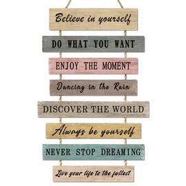 Inspirational Phrase Wall Art, Motivational Quote Wooden Hanging Sign Positive Words Wood Sign Plaque Art Craft Wall Decorations for Bedrooms Office Nursery