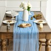Artoid Mode Dusty Blue Gauze Table Runner 120 Inch 10FT,