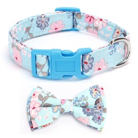 Pimaodog Soft & Comfy Bowtie Dog Collar, Detachable and Adjustable Bow Tie Collar,for Girl Female Small Medium Large Dogs with Cute Bowtie (S, Light Blue1)