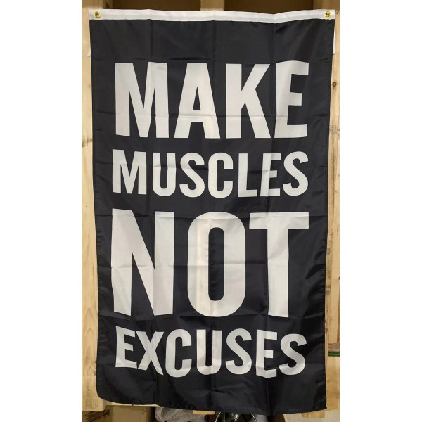 Unbranded Make Muscles Not Excuses Gym Flag FREE SHIP Motivation