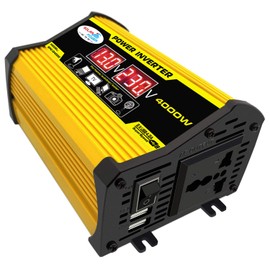 Qudai Inversor de onda sinusoidal modificada Alta frecuencia 4000W Inversor de potencia de vatios de potencia máxima Convertidor DC 12V a AC 110V Inversor del cargador de corriente para automóvil con 2.1A