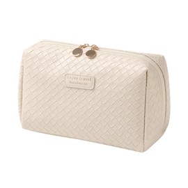 COENVYLIV Large Capacity Travel Makeup Bag for Women Waterproof Cosmetic Storage Pouch Toiletry Bag Make Up Brushes Organizer Hand Bag for Trips Vacation,Beige