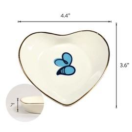 Sorority Shop Omega Phi Alpha Jewelry Dish - Heart-Shaped High-gloss finish Ceramic tray with Gold Detailing, Multi-Function Ceramic Ring Dish for Home or Office, Ideal for Jewelry and Keys