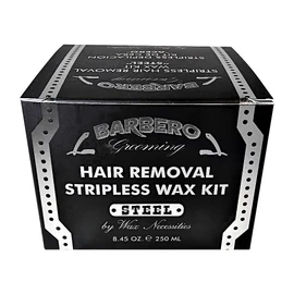 Barbero Grooming Microwavable Hair Removal Stripless Wax Kit Steel 8.45 Ounces by Wax Necessities Waxness