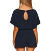 Vetinee Womens Navy Blue Summer Casual Belted Romper Keyhole Back