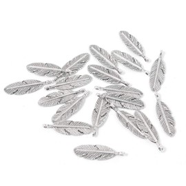 Zuoyou 50pcs Feather Charms DIY Metal Pendants Spacer Beads for Jewelry Making