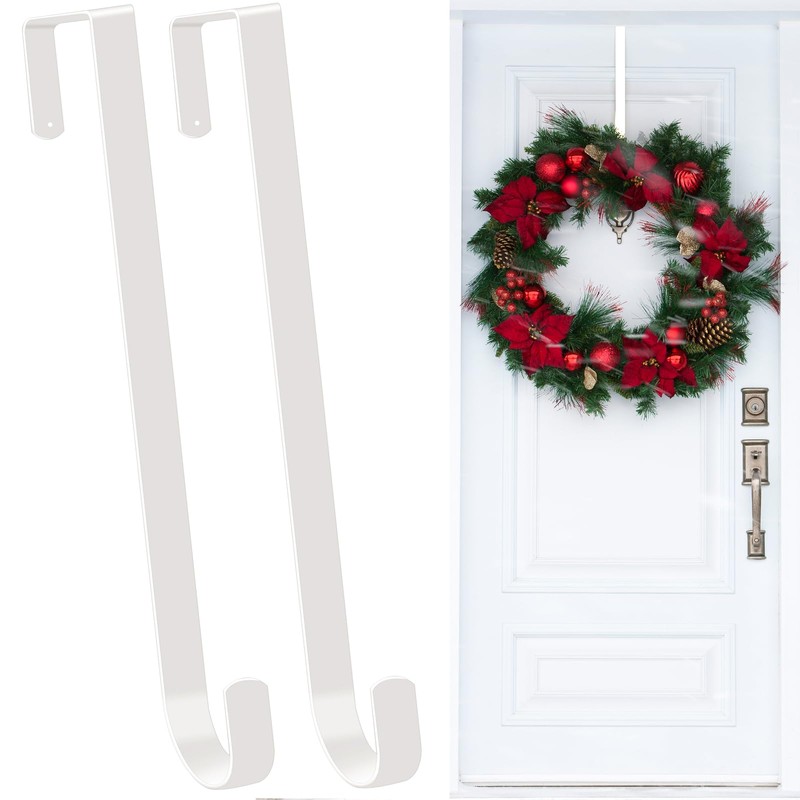 ESFUN Black Wreath Hanger for Front Door, Metal Wreath Hooks