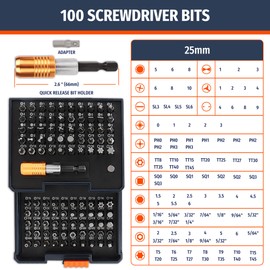 PRIDE&CRAFT 102PC Screwdriver Bits Set With 1/4'' Quick Release Bit Holder, Premium Security Screwdriver Bit Set, Magnetic Drill Bit Holder