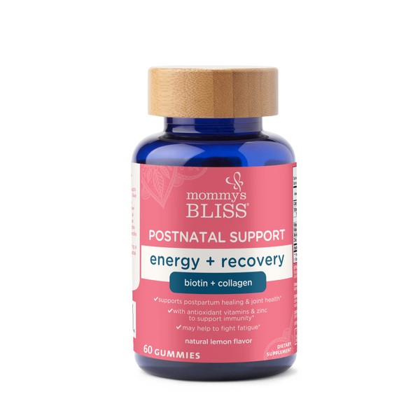 Mommy's Bliss Postnatal Support Energy & Recovery Gummies with Biotin & Collagen: Supports Postpartum Energy, Healing & Joint Health, Hair, Skin & Nails Vitamin, Gluten Free, 60 Gummies (30 Servings)