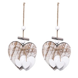 2 Stück Deko Herz Hänger Holz Herzhänger Herz Anhänger Holzherzen Fensterdeko Fesnterhänger Mitbringsel Hochzeitsdeko Raumdeko Hängedeko Wanddeko Holz-Deko Geschenk für Wohnzimmer Fenster,Stil #7