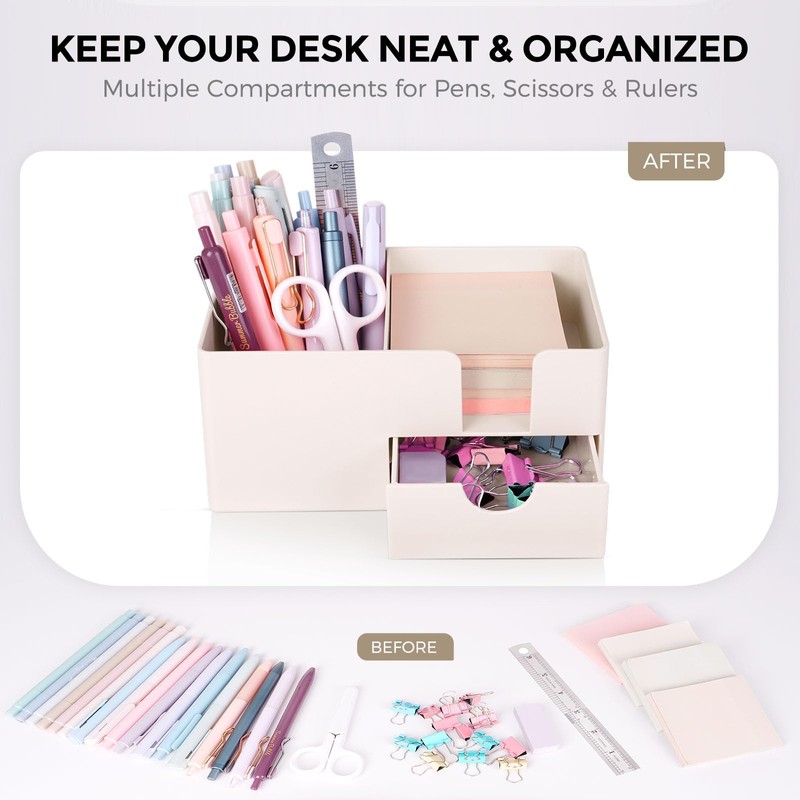 SKYDUE Small Desk Organizer with Drawer