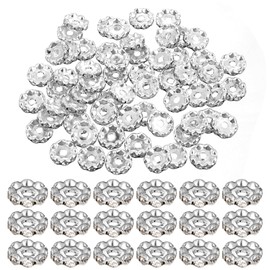 100 Pcs 12mm Silver Diamond Beads Spacer for Pens Making Bulk Rondelle Rhinestone Spacer Beads Beadable Wave Crystal Bead for Bracelet Jewelry Making