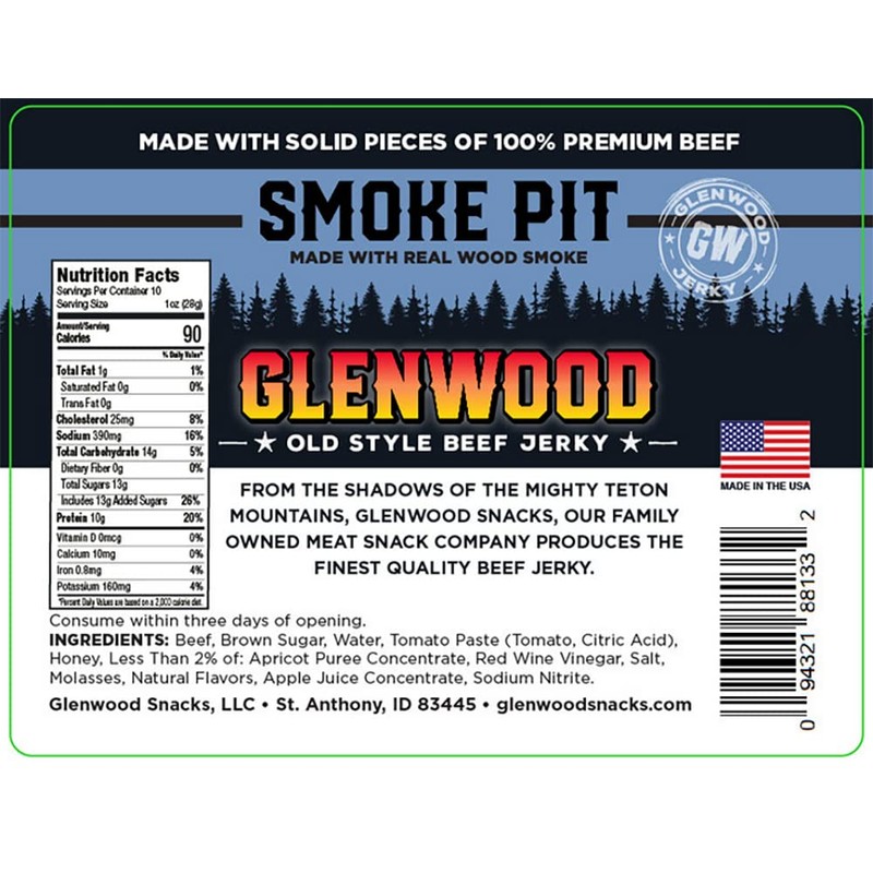 Glenwood Jerky 10oz 100% Beef Jerky (SMOKE PIT)