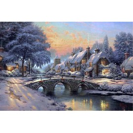 PROW Wooden Puzzle Jigsaw 1000 Piece Winter Scenery Oil Painting Puzzles Toys for Adult Finish Size 3020 Inch Best Home Decoration (Winter)