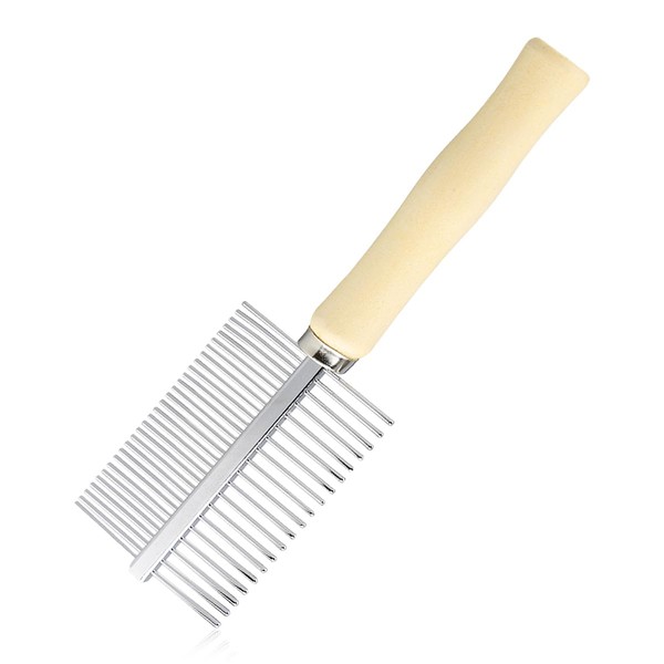 GLADFRESIT Wooden Handle Pet Double Row Comb Solid Wooden Pet