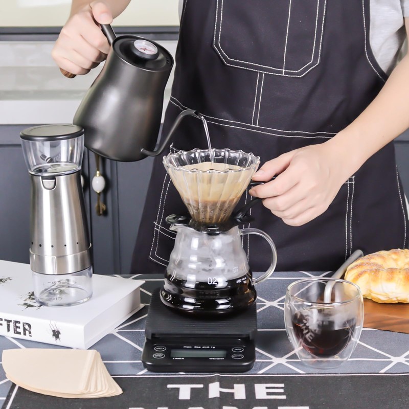 SOTECH Electric Coffee Maker Set with Electric Grinder Glass Dripper