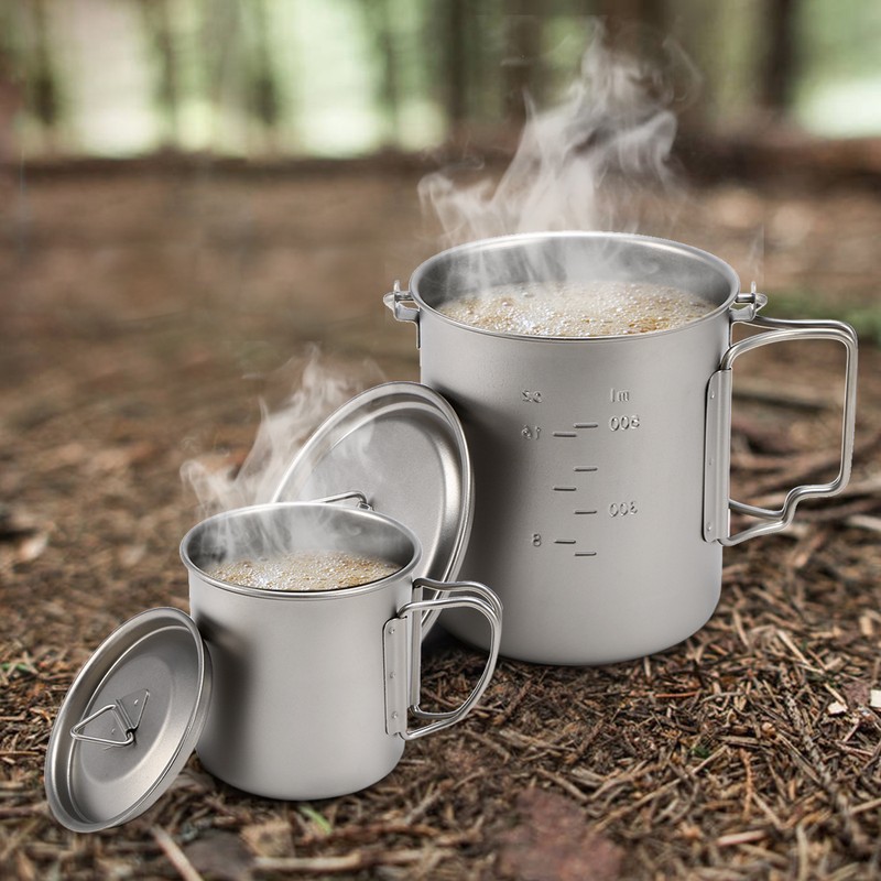 400ml 750ml Cup Set Ultralight Titanium Cup Hanging Pot Set