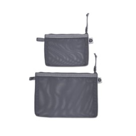 Baboon to the Moon Monomesh Pouch Set – Ultra-Light, Durable Travel and Storage Organizer with Transparent Design – Perfect for Toiletries, Accessories, Cosmetics, and Tech Gear (Grey)