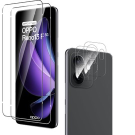 2 Pack Screen Protector for OPPO Reno 13 F/13 FS 5G + 2 Pack Camera Lens Protector,99.99% HD Full Coverage Easy Installation Round Edge Scratch Resistant Bubble Free,9H Hardness Premium Quality Film