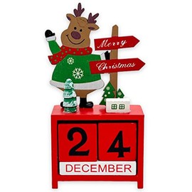 Wooden Advent Calendar, Wooden Block Calendar, Cube Calendar, Table Calendar, Christmas, Countdown to Christmas, Advent Calendar without Filling (Reindeer)