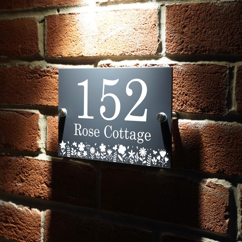 Badgemaster Modern Anthracite House Number Sign Plaque Stainless Steel Standoffs