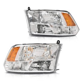 CNNELL Front Headlights Assembly Left & Right Pair w/Bulbs Compatible with Dodge Ram 1500 2500 3500 2009-2018 Factory Style