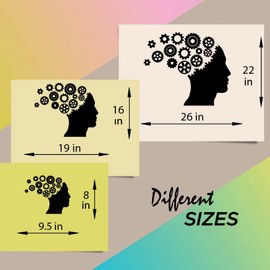 Wall Vinyl Decal Home Decor Art Sticker Separating Gear Wheel from Human Head Mechanism Mind Abstract Face Room Removable Stylish Mural Unique Design 857
